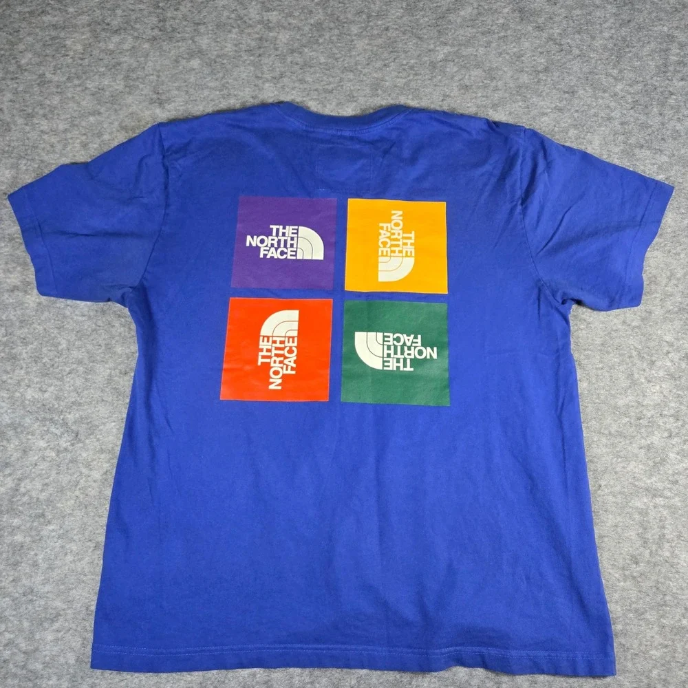 The North Face Mens Blue Four Box Graphic Logo Short Sleeve T-Shirt Size L